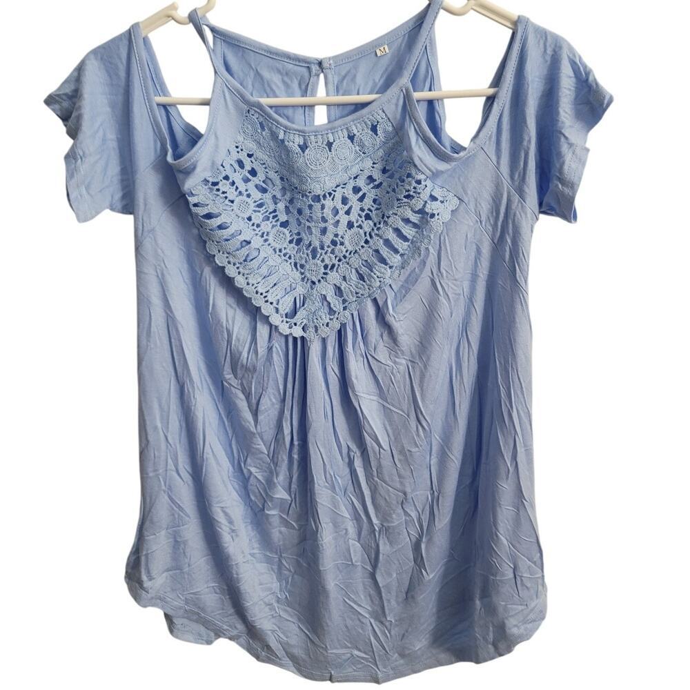Tank Top Cold Shoulder Blue Womens Size Medium
